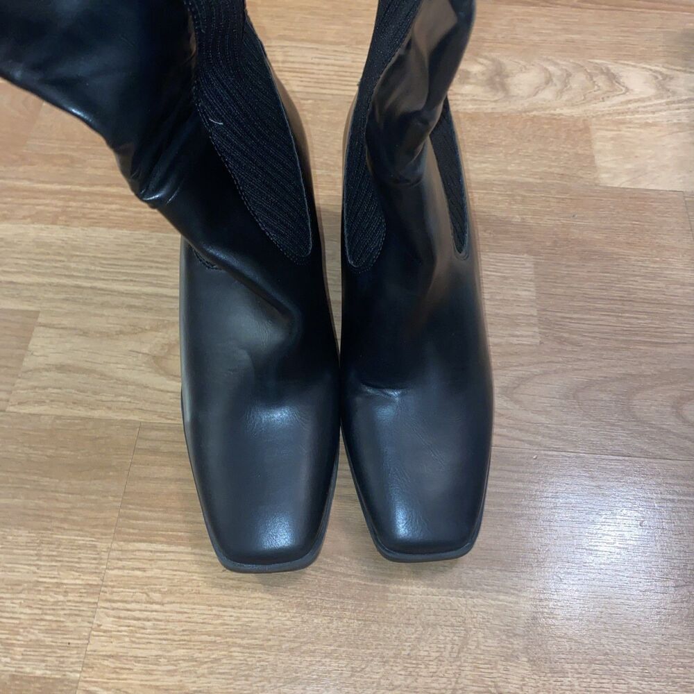 Journee Collection Winny Womens Boots 8 Wide Calf Black Square Toe Knee High New - Picture 9 of 12